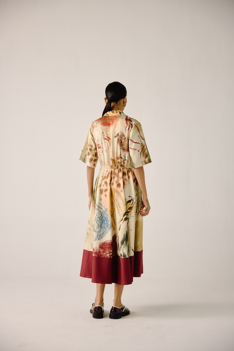 Print Blocked Dress - Abstract cotton by CORD for women Worldwide