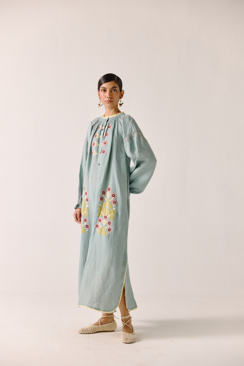 Chloe Dress - Pale Blue Pixel Applique by CORD in blue for women Worldwide