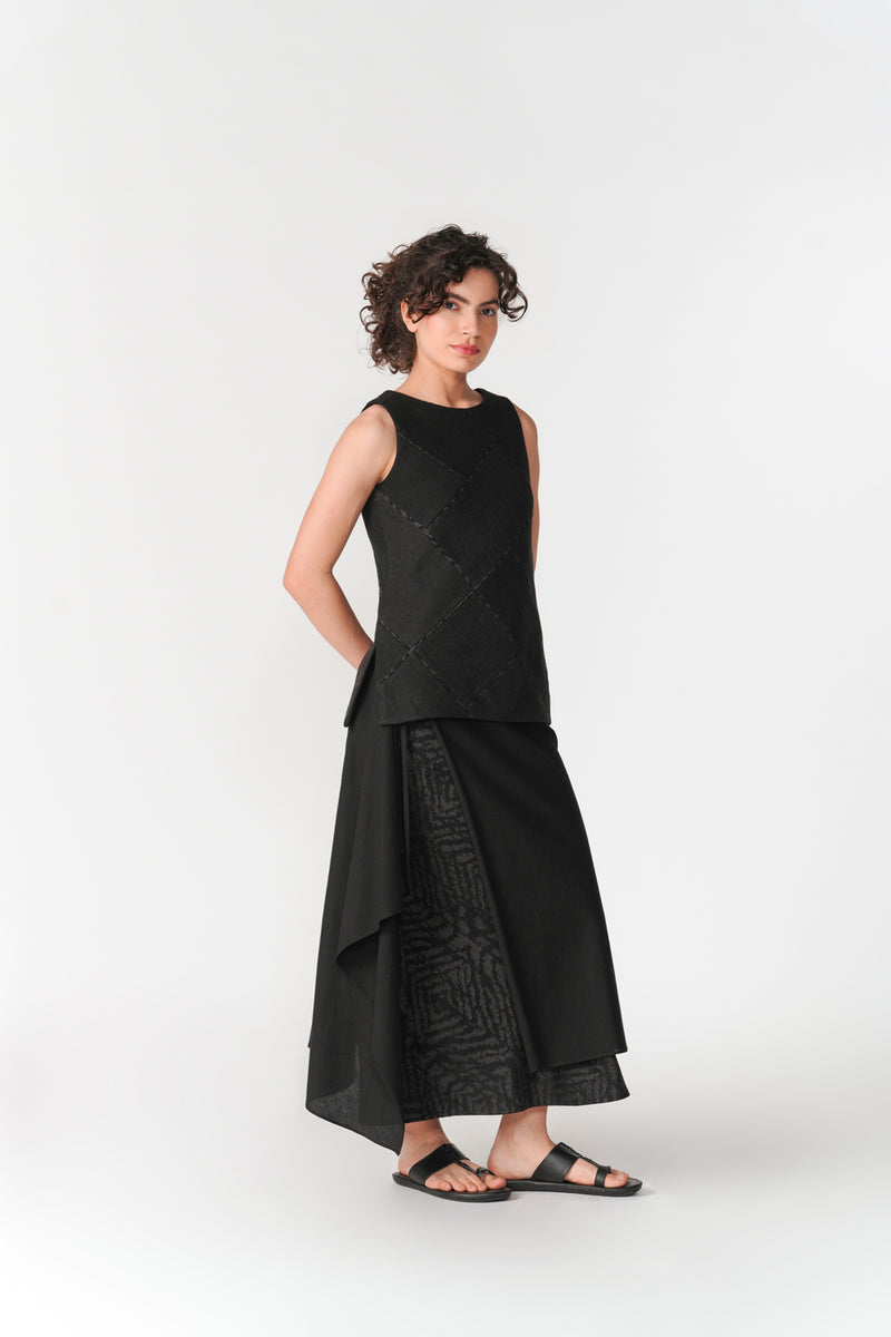 Midi Layered Bias Skirt skirt by Turn Black in black for women Worldwide