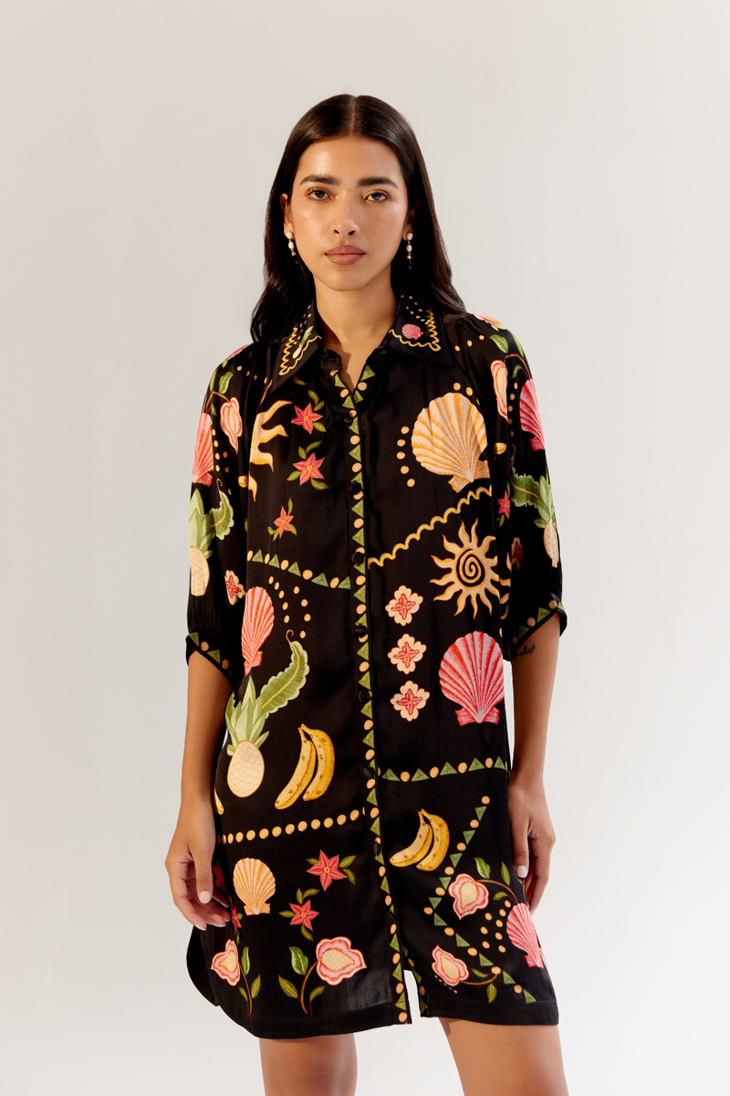 Rosa Mini - Seashell (Black) satin by NOIB for women Worldwide