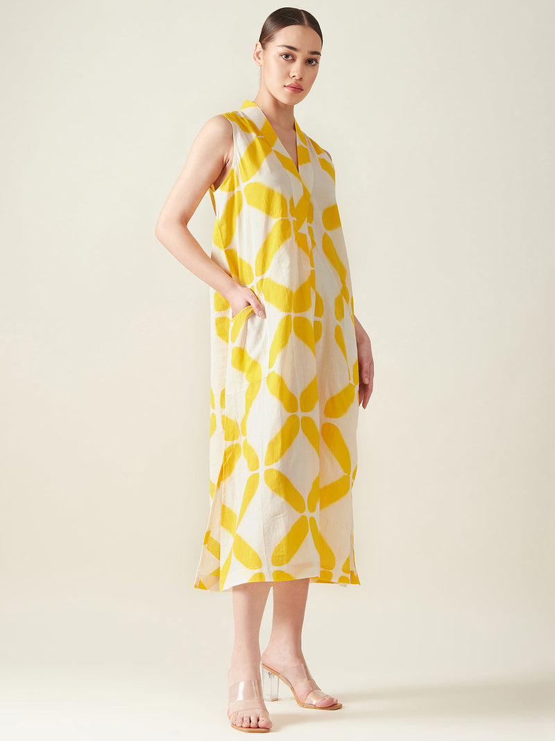 Summer A-line Dress cotton Artisan made - Block Printed by Aavidi for women Worldwide