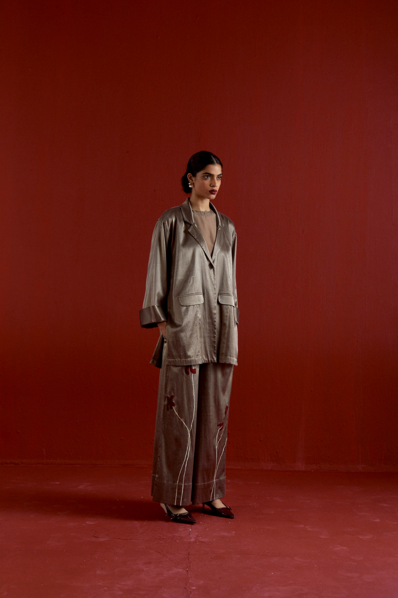 WIDE SLEEVE JACKET CO-ORD-CEDAR satin by THREE for women Worldwide