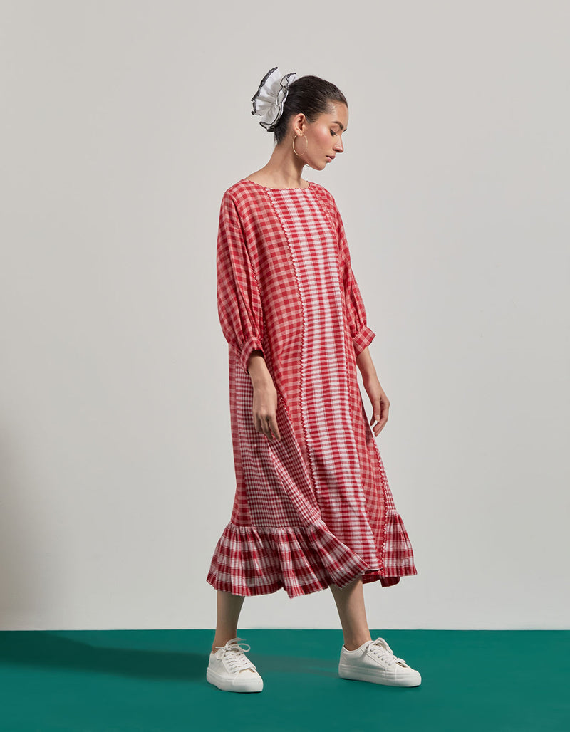 Elysian Red Dress gamcha dress by 145 East in red for women Worldwide