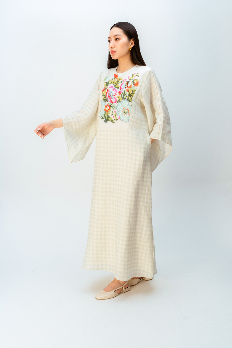 MISTED GARDEN DRESS linen dress by Ode to Odd in green for women Worldwide