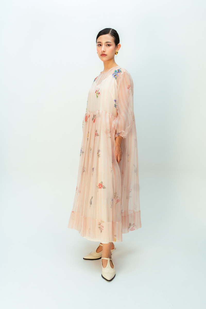 BARELY BLUSH DRESS silk organza dress by Ode to Odd in blush pink for women Worldwide