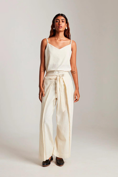 Vanilla Co-Linen Wrap Pants