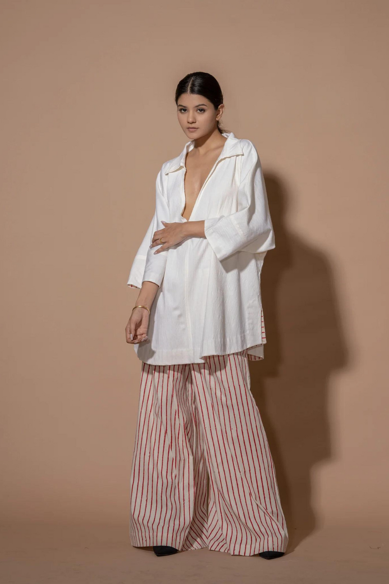 Cinnamon Pants 100% cotton pants/trousers by Stoique in red, natural for women Worldwide