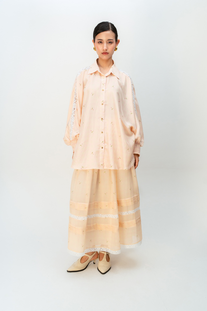 GINGHAM SPELL SHIRT silk top/shirt by Ode to Odd in blush pink for women Worldwide