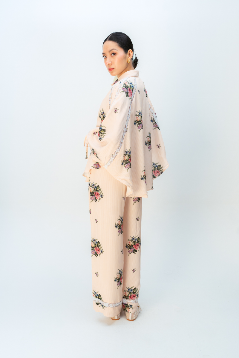 RAW ROMANCE CO-ORD SET crepe co-ord set by Ode to Odd in blush pink for women Worldwide