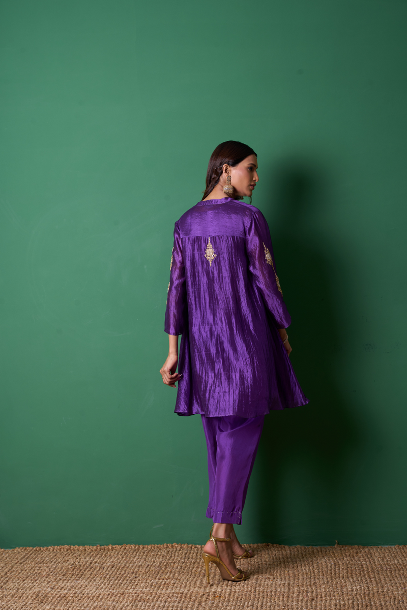 Paradise Kurta Set - Purple silk by Priti Prashant in purple color for women Worldwide