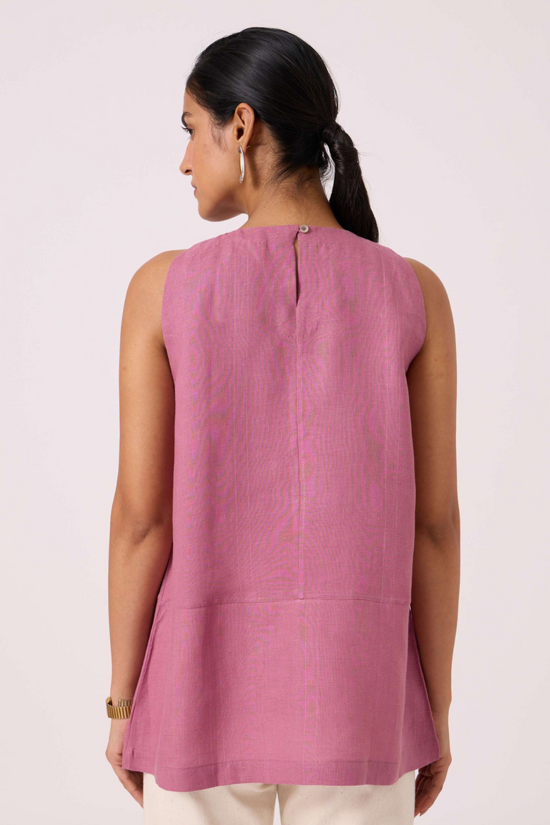 Eyre Lilac Linen Top by The Summer House in mauve color for women Worldwide