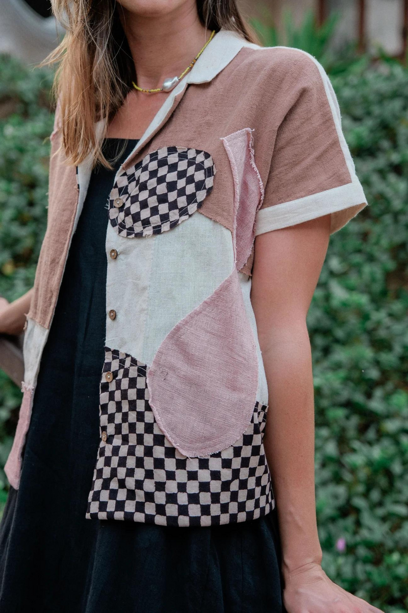 Boro-boro Shirt-MultiColor 100% cotton by World of Crow in multi color for women Worldwide