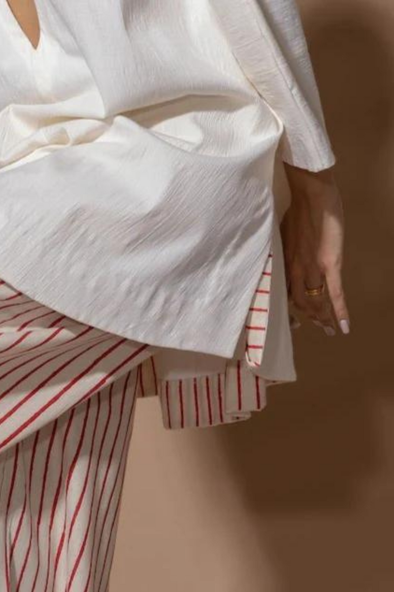 Chive Shirt viscose lycra tops and shirts by Stoique in offwhite, red, natural for women Worldwide