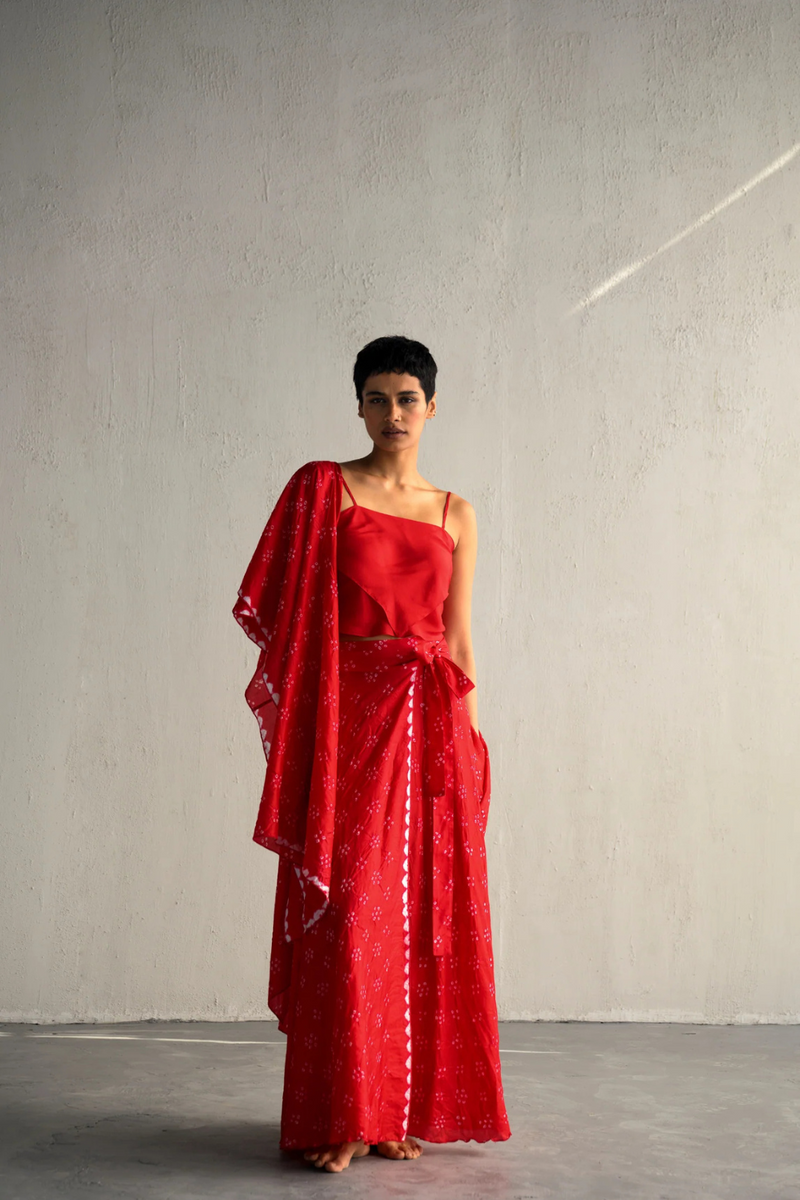 SERENA BANDHANI SKIRT & JACKET silk by Ituvana for women Worldwide