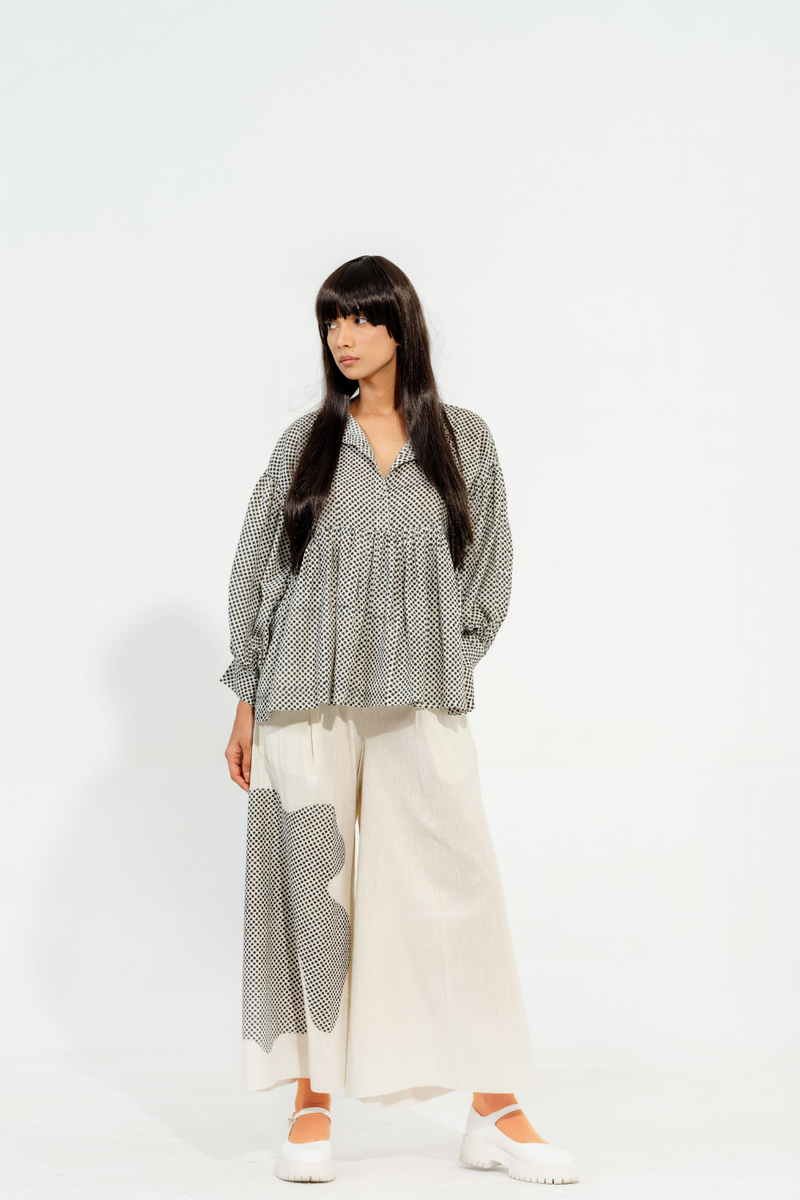 Camphor Top cotton muslin tops and shirts by Stoique in natural, black for women Worldwide