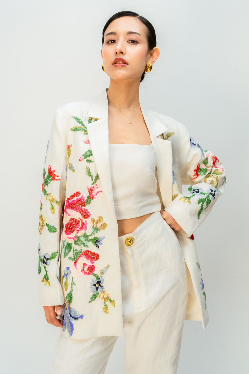 CORAL HAZE JACKET linen jacket/overlay by Ode to Odd in off white for women Worldwide