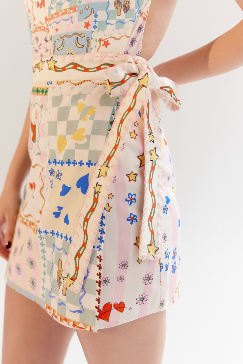 Wrap Me Round Skirt - Boardgame satin by NOIB for women Worldwide