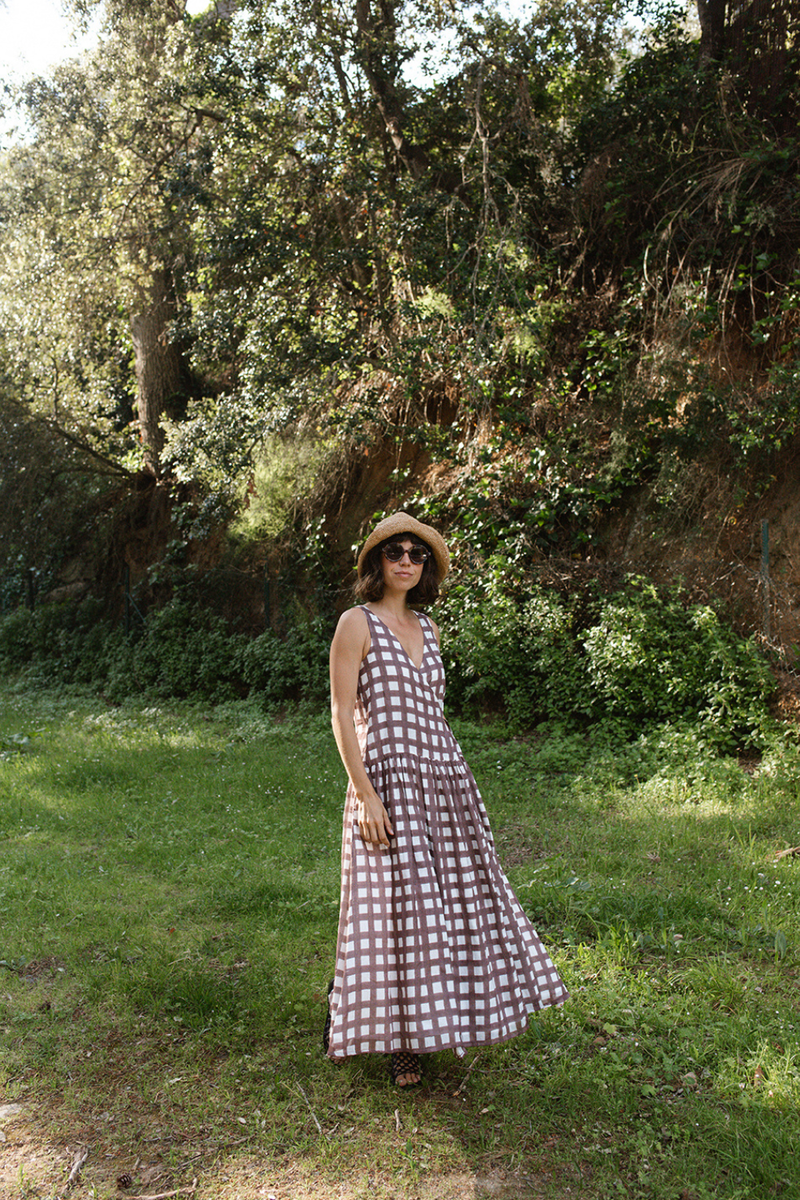 The Gingham Wrap Dress handwoven cotton dress by World of Crow in multicolor for women Worldwide