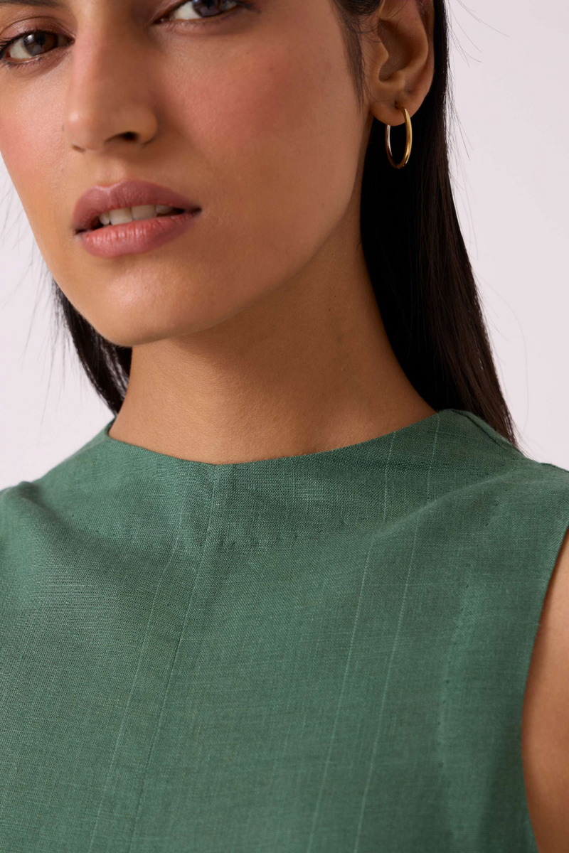 Pierre Green Linen Dress linen by The Summer House for women Worldwide