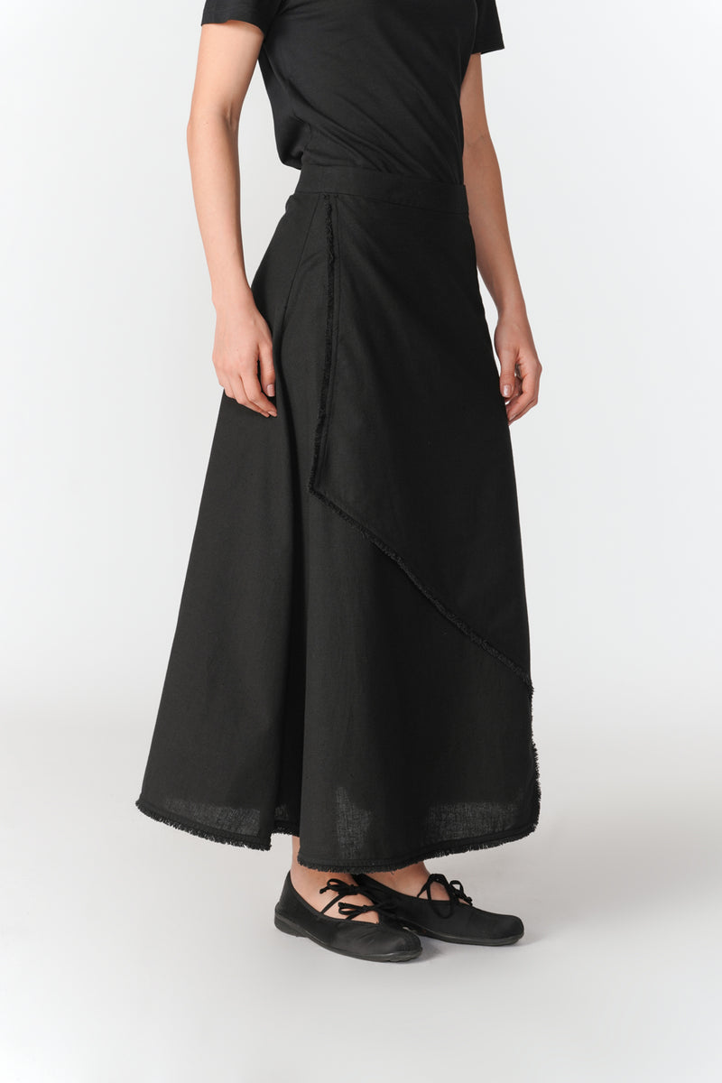 Frayed Edge Asymmetric Skirt skirt by Turn Black in black for women Worldwide