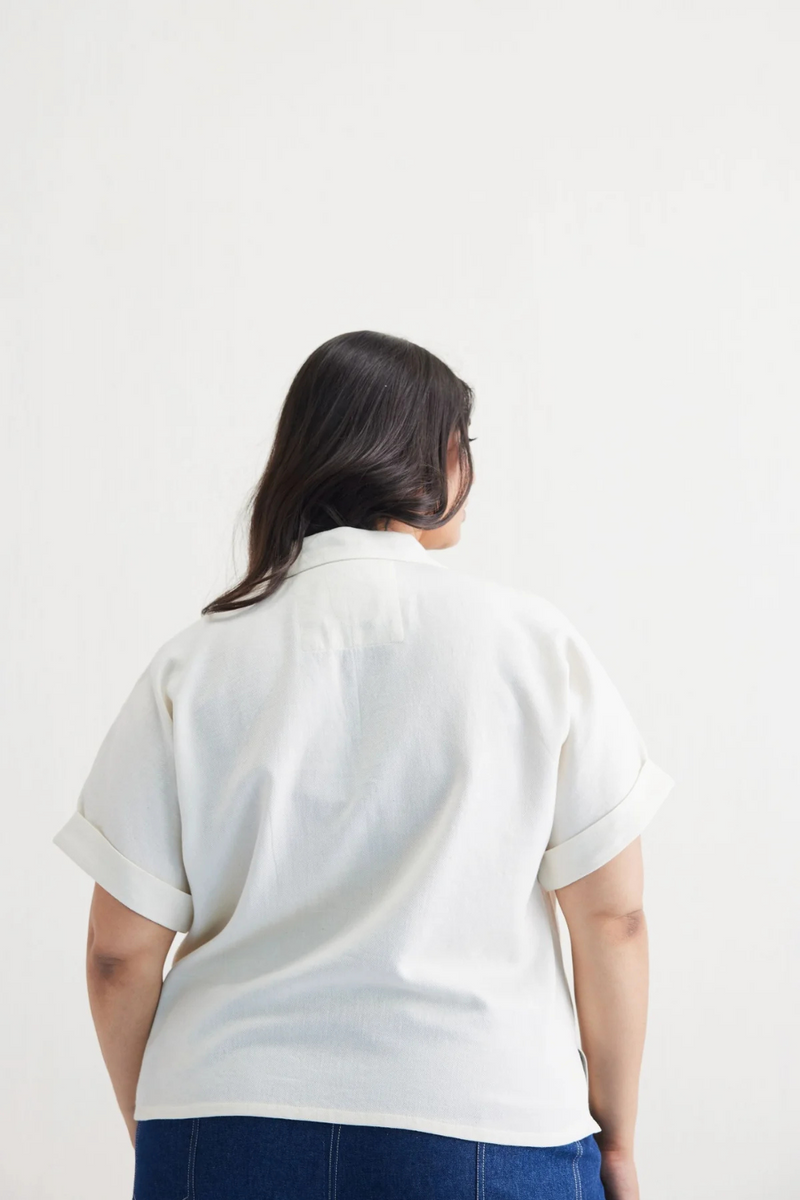 Free As The Ocean Handwoven Twill Top twill by SUI in white color for women Worldwide