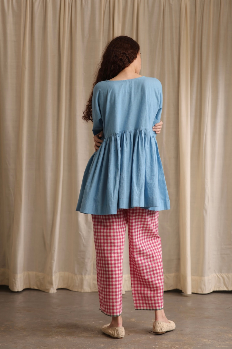 Sarah Top cotton by MASON AND MILL in blue color for women Worldwide