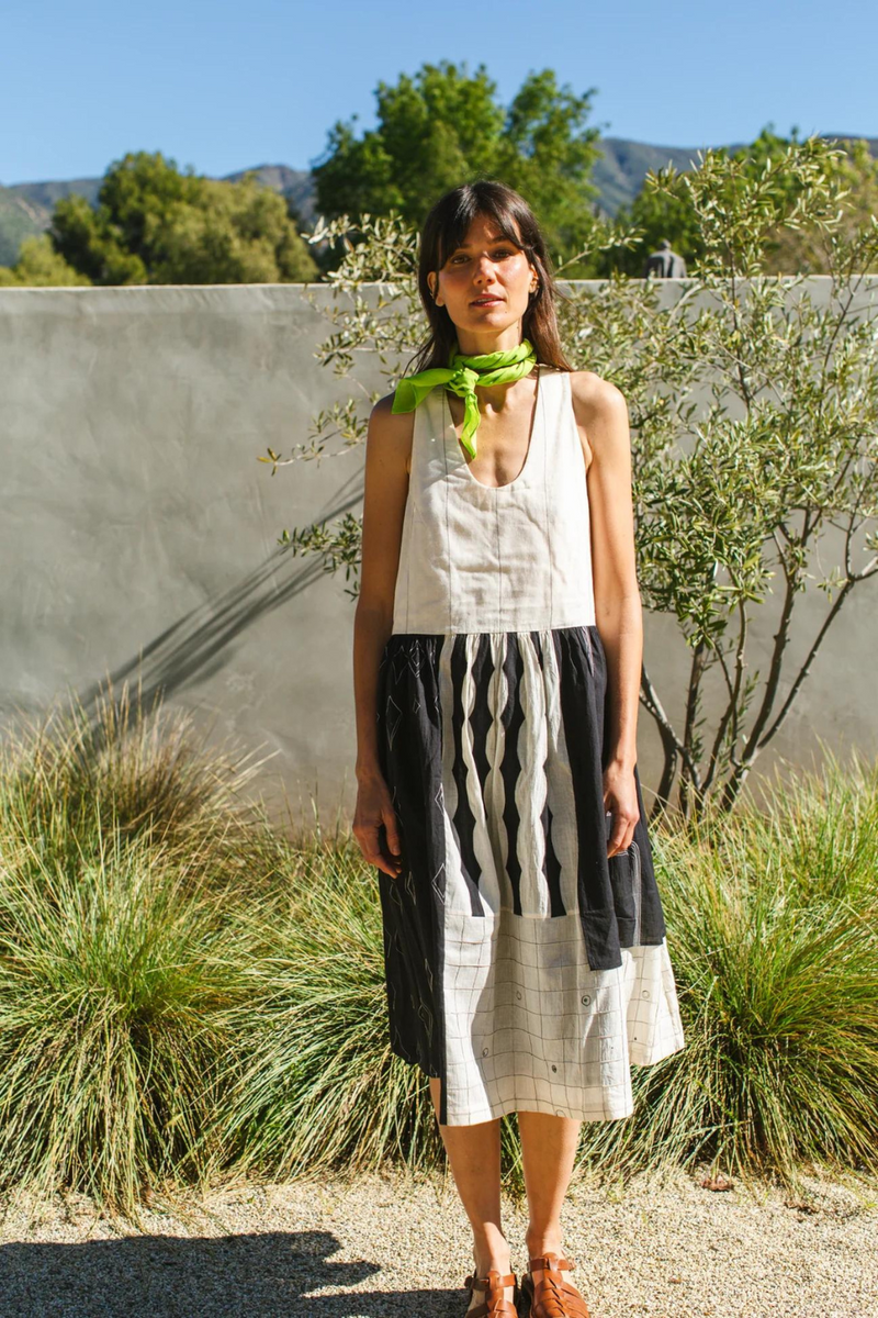 Joan Dress-Black and White 100% cotton by World of Crow in black color for women Worldwide