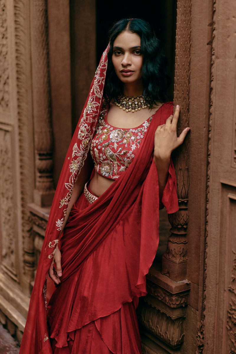 PH-2476 Saree Blouse Belt Set by Paulmi & Harsh for women Worldwide