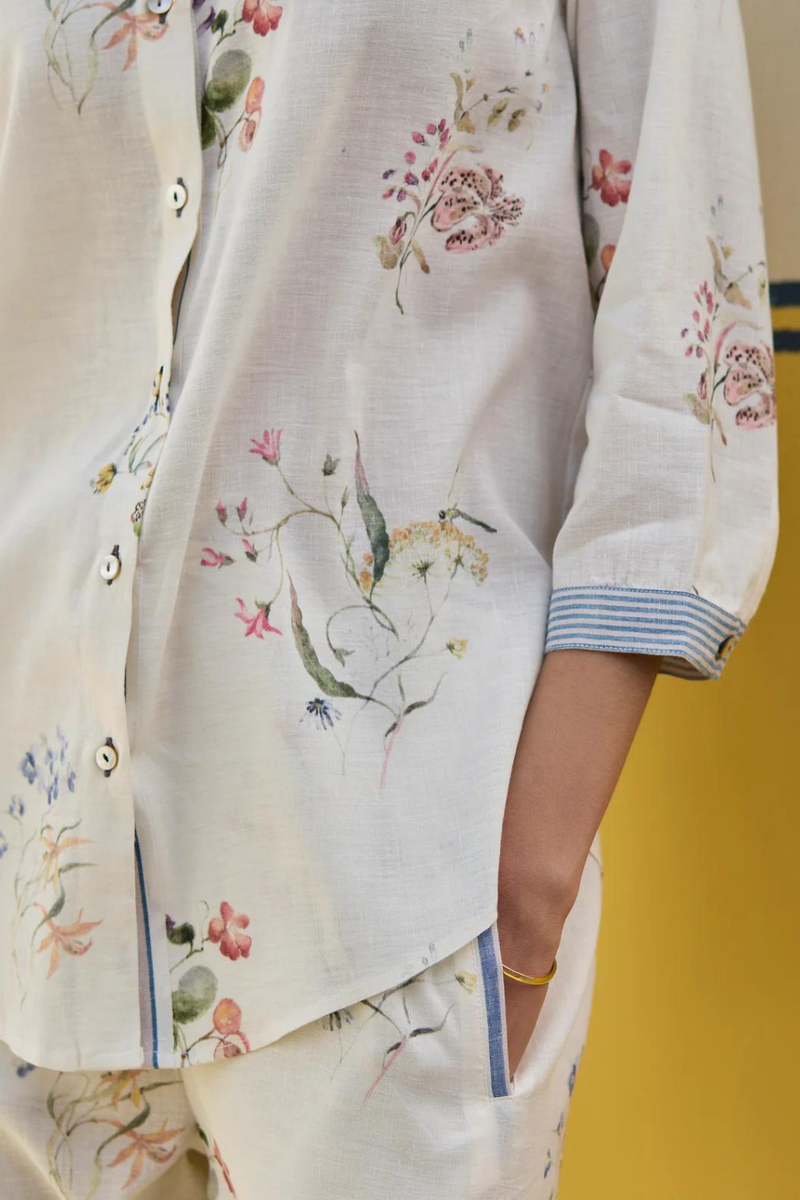 Vani Watercolour Floral Co-ord Set
 -Ivory by Manan in ivory color for women Worldwide