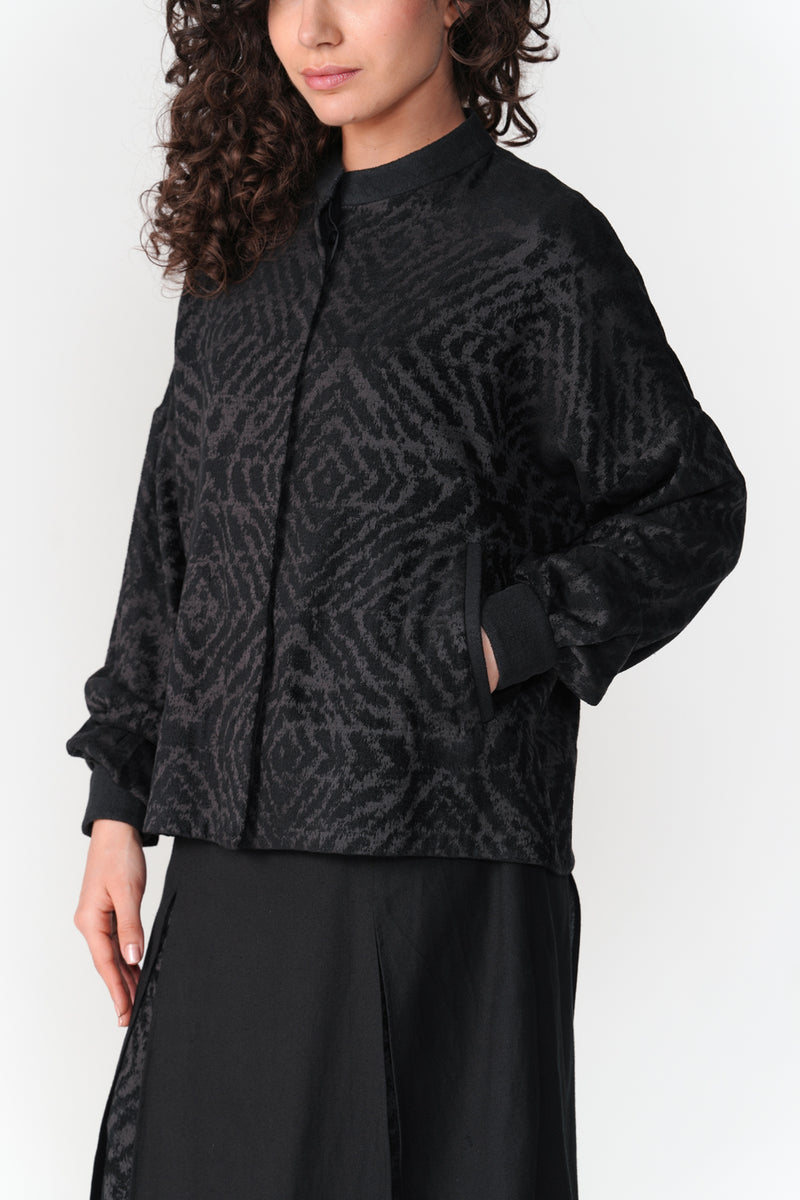 Jacquard Chenille Short Jacket jacket/overlay by Turn Black in black for women Worldwide