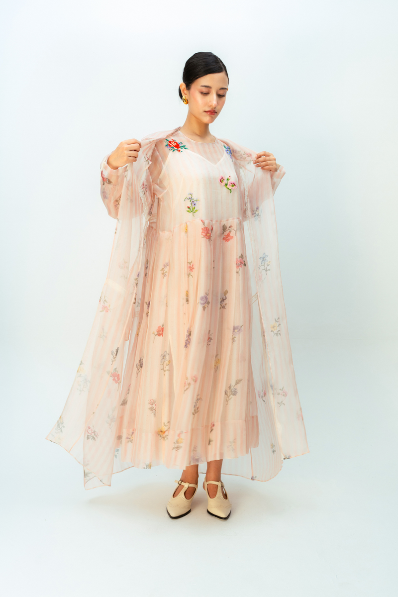 SUNLIT MEADOW TRENCH silk organza jacket/overlay by Ode to Odd in blush pink for women Worldwide