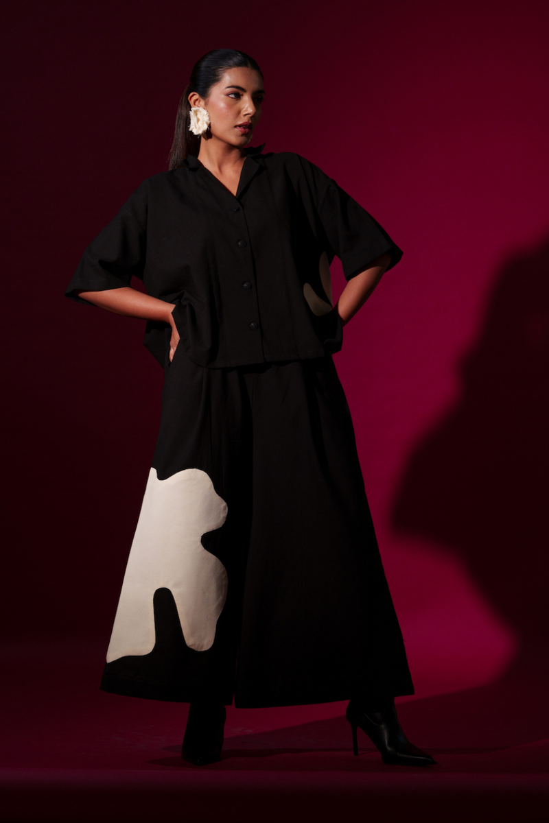 Gunpowder Shirt-Black + NAtural 100% cotton tops and shirts by Stoique in black, natural for women Worldwide