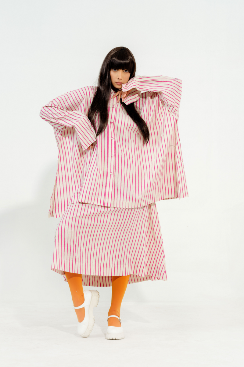Lavender Shirt cotton muslin tops and shirts by Stoique in natural, pink for women Worldwide