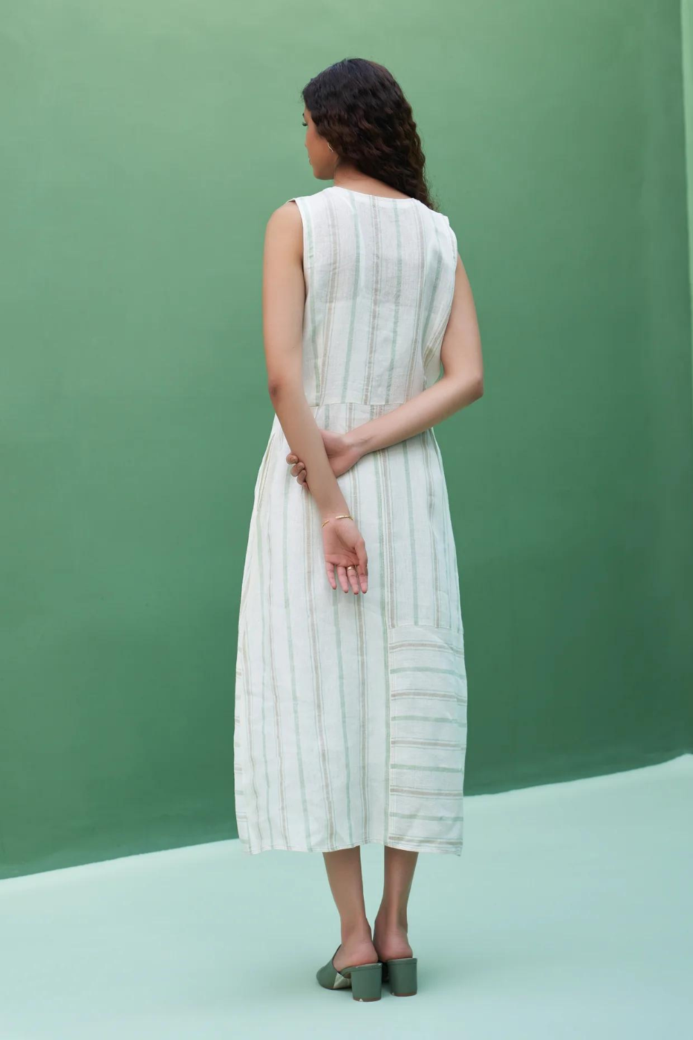 Una Striped Linen Sleeveless Dress
- Mint