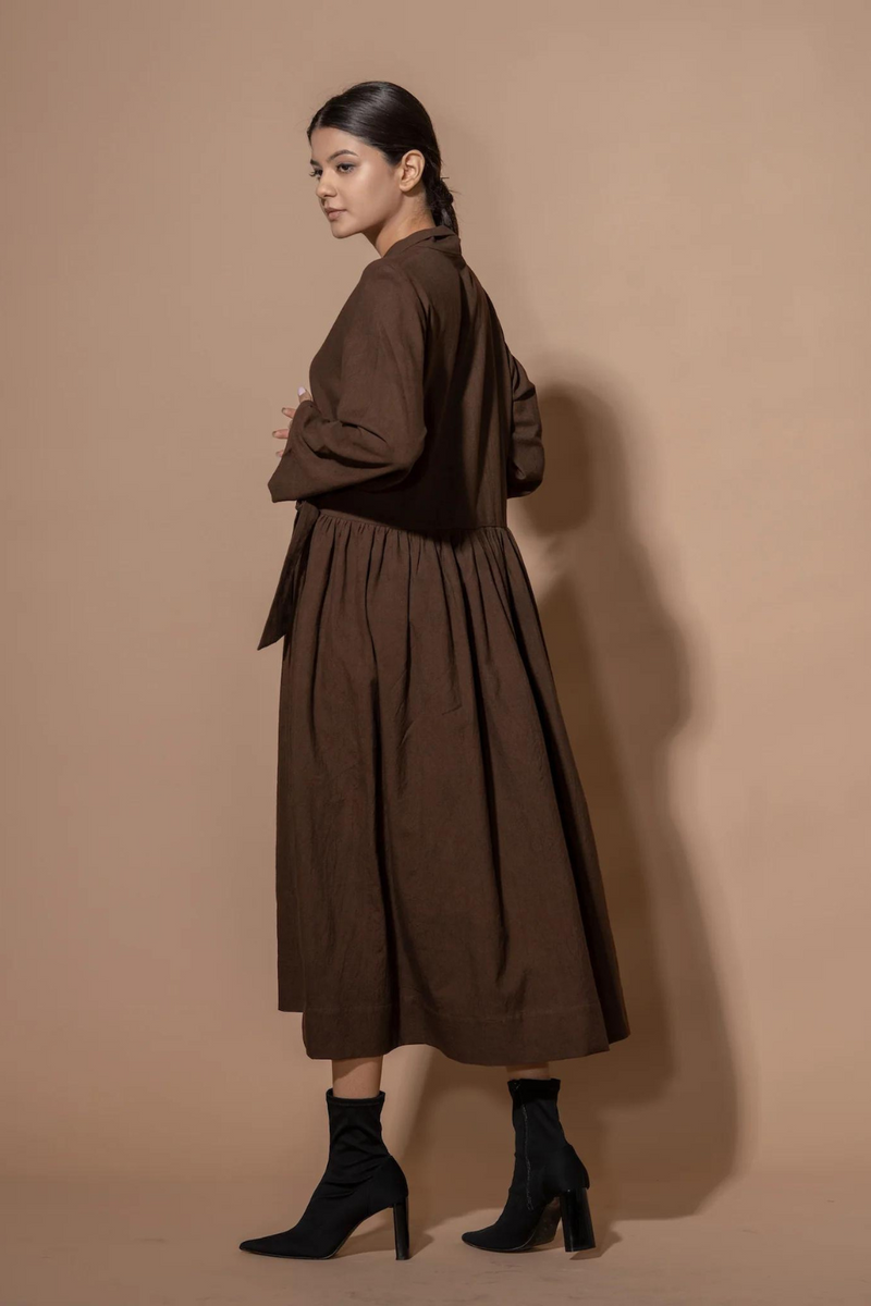 Sesame Dress cotton matty dresses by Stoique in brown for women Worldwide