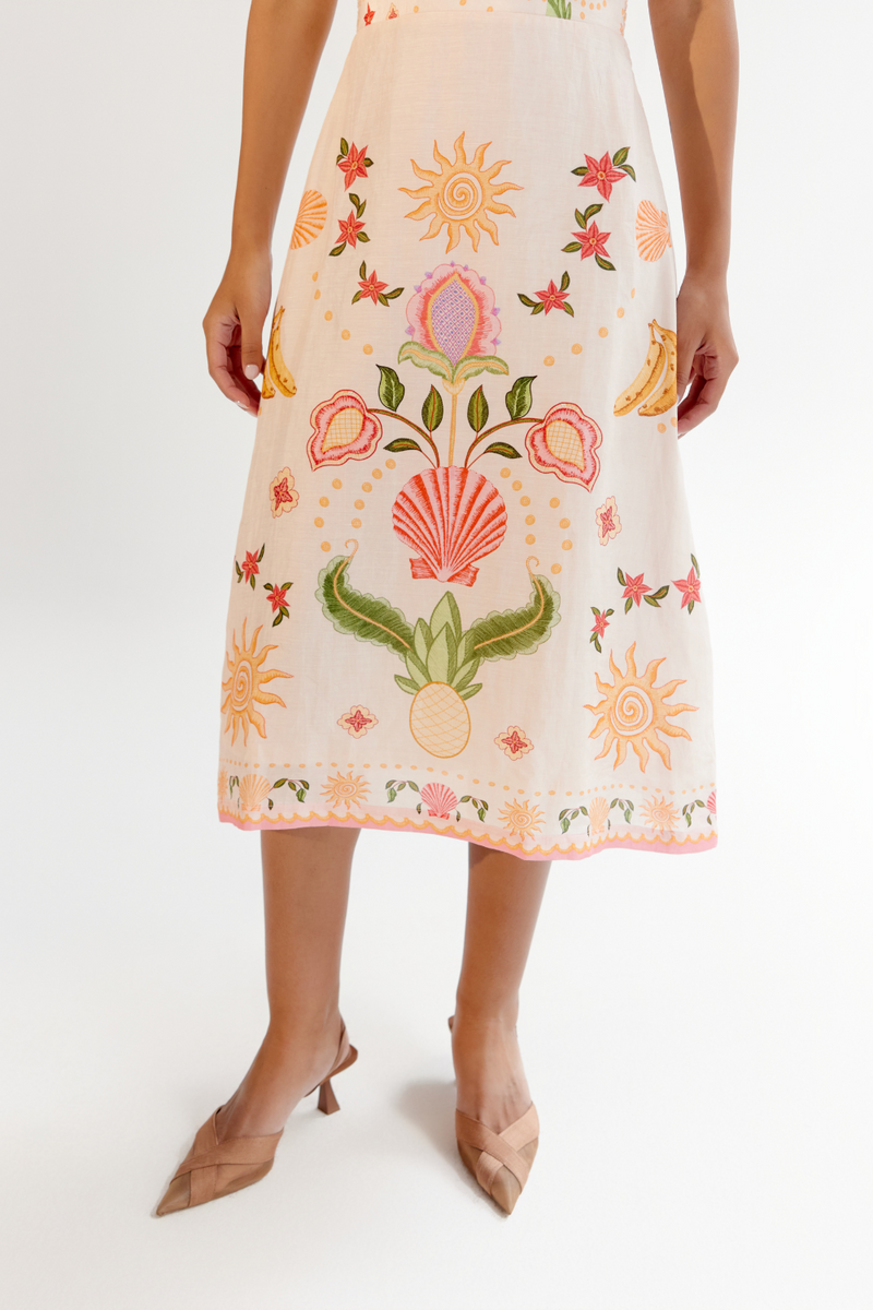 Valentina Midi - Seashell (Ecru) linen by NOIB for women Worldwide