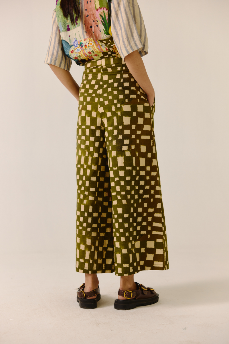 Wide Leg Pant - Alice Olive Checks twill by CORD for women Worldwide