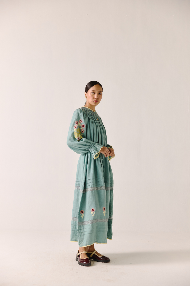 Edith Dress - Pale Blue Pixel Applique by CORD in blue for women Worldwide
