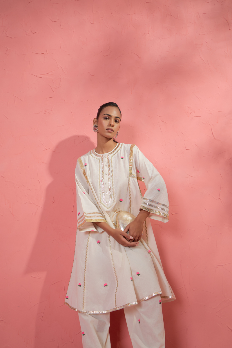 Lotus Blush Set cotton cambric light kurta set by AAVIDI in multicolor for women Worldwide