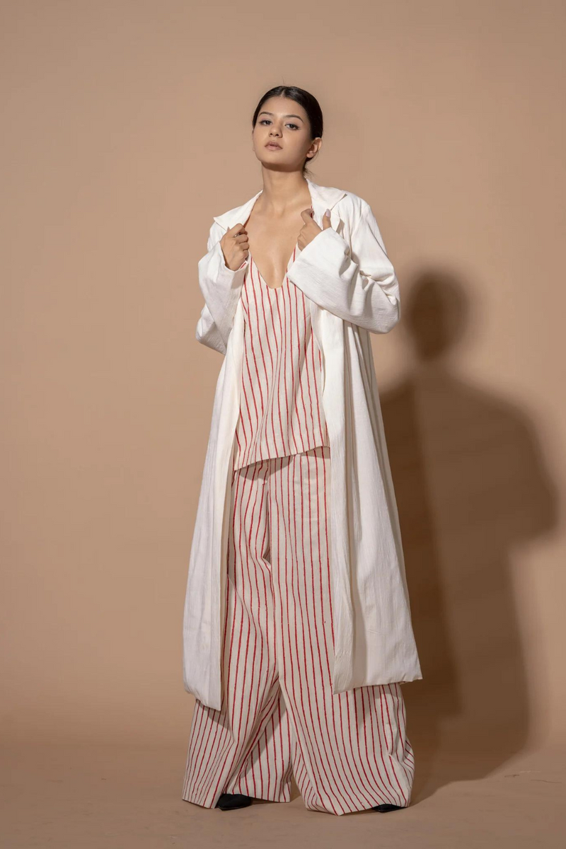 Aloe Jacket viscose lycra jackets and overlays by Stoique in offwhite, red for women Worldwide