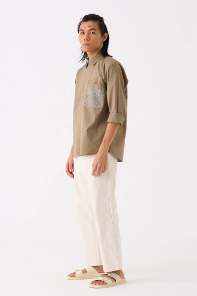 EMBROIDERED POCKET SHIRT - SAGE