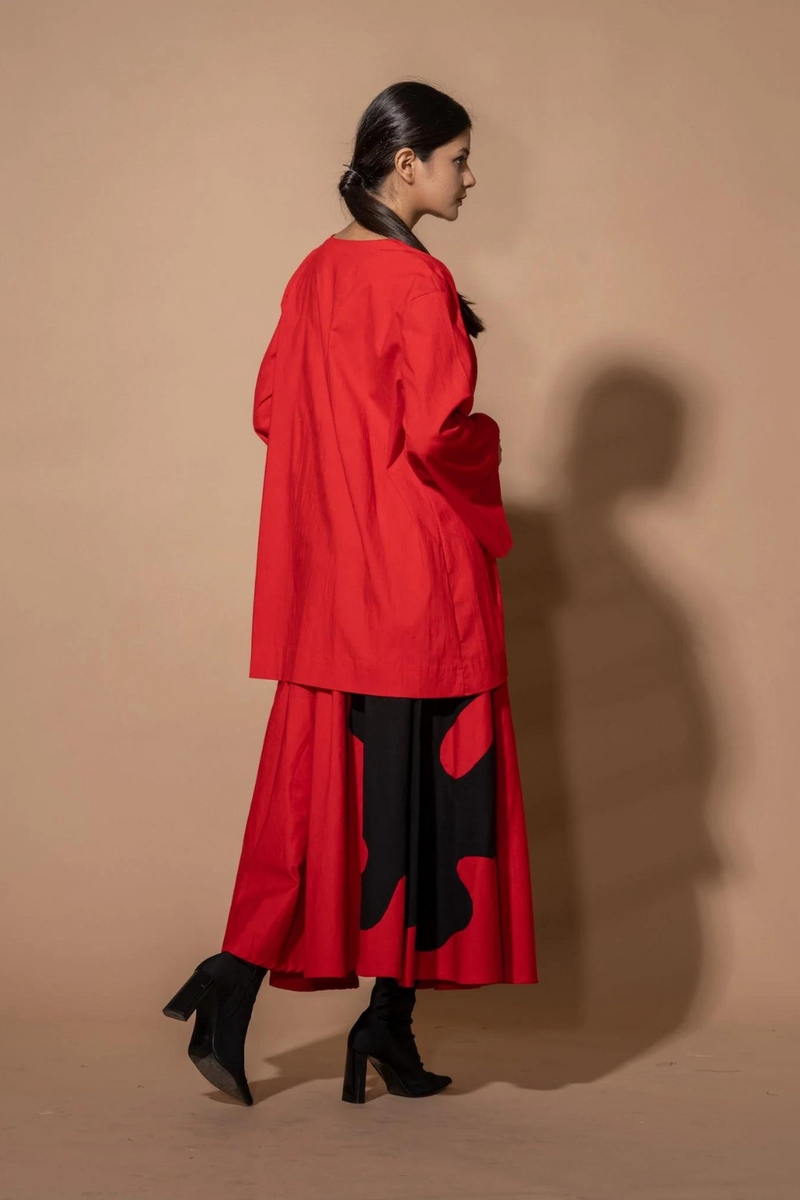 Hibiscus Tunic viscose lycra kaftans and tunics by Stoique in red for women Worldwide