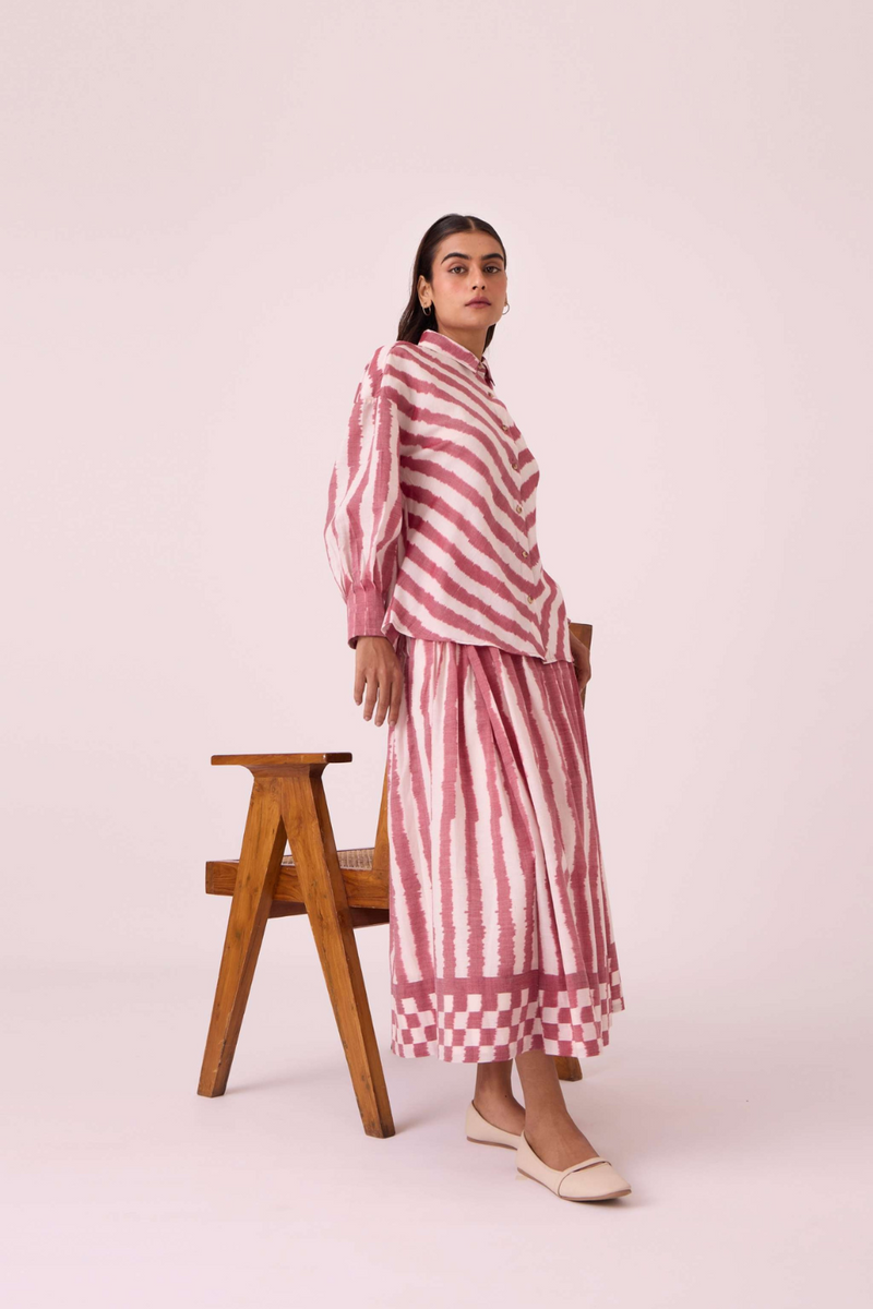 Levin Rhubarb Striped Ikat Skirt cotton by The Summer House for women Worldwide