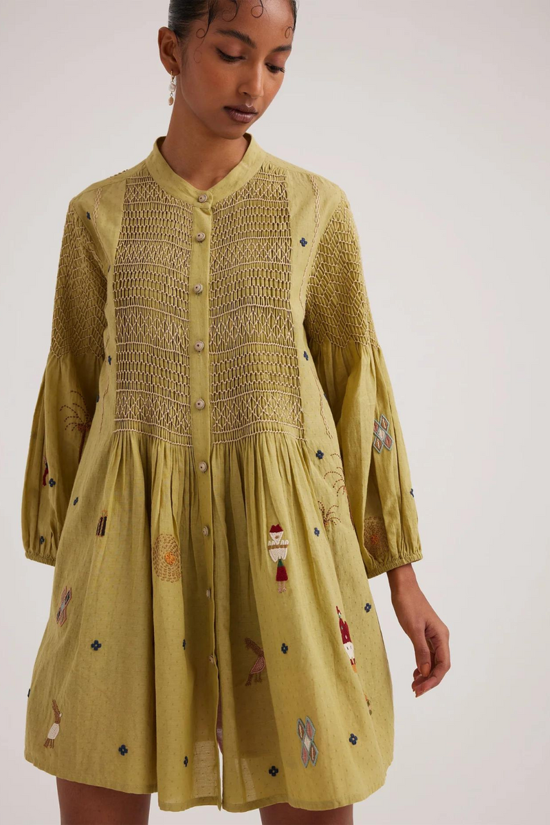 Porto Top-Folk Green cotton by CORD for women Worldwide