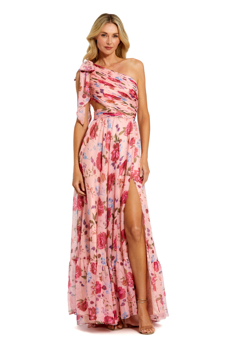 68553-One Shoulder Gown-Blush Multi mul by Mac Duggal in blush color for women Worldwide