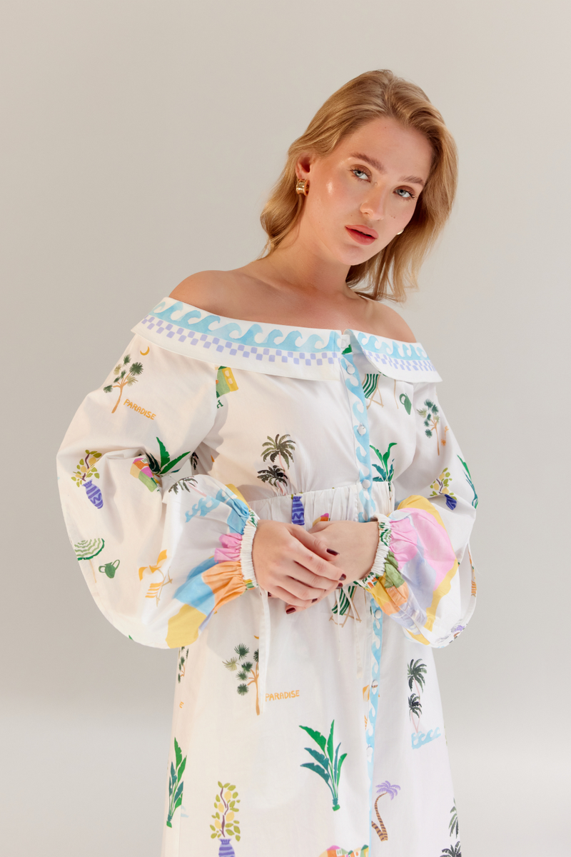 Sage Midi - By the Sea poplin by NOIB for women Worldwide