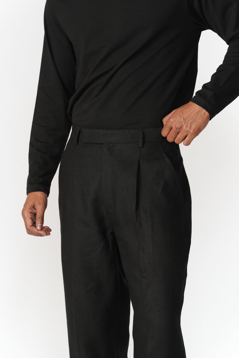 Mid Waist Tapered Pants pant/trouser by Turn Black in black for men Worldwide