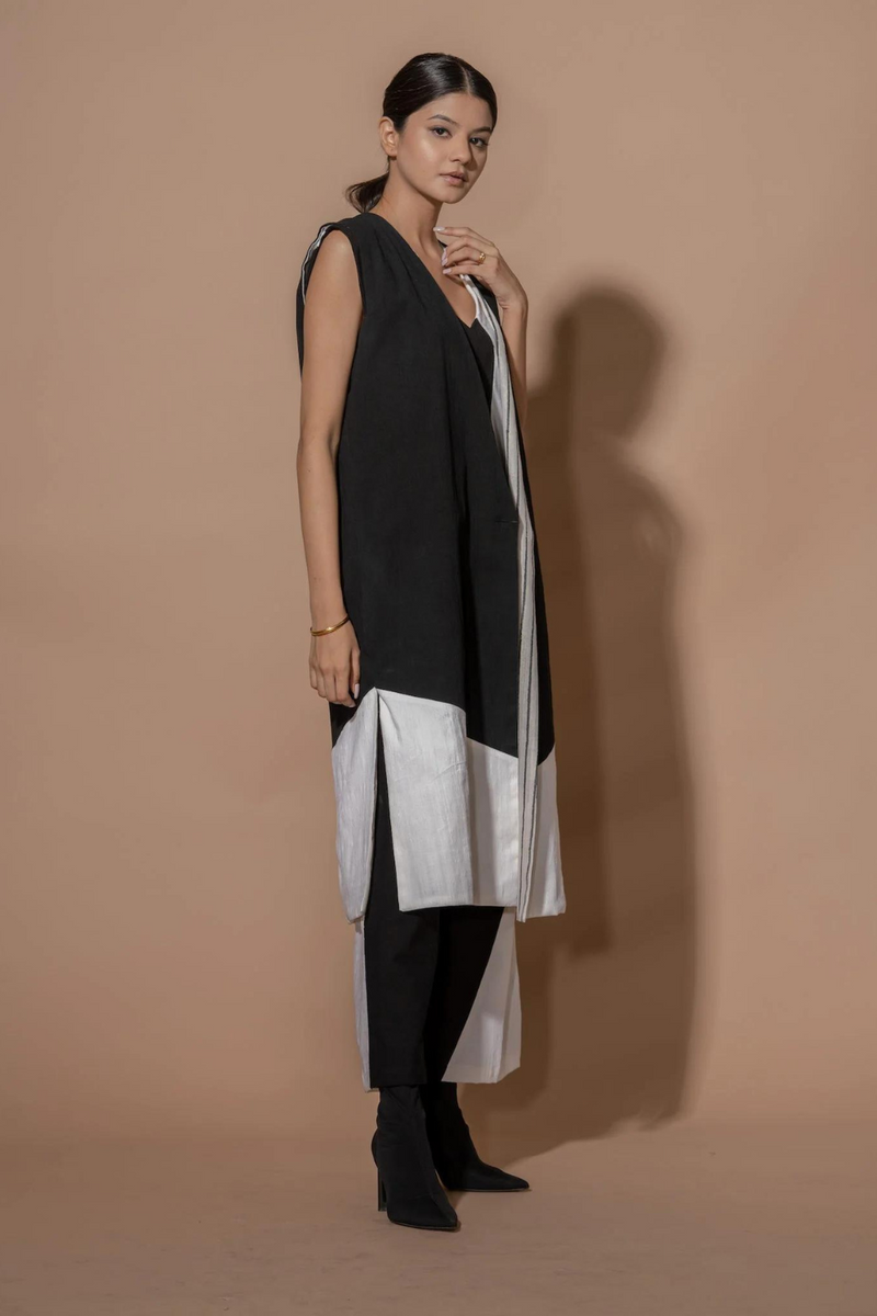Sage Jacket viscose lycra + 100% cotton jackets and overlays by Stoique in black, off white for women Worldwide