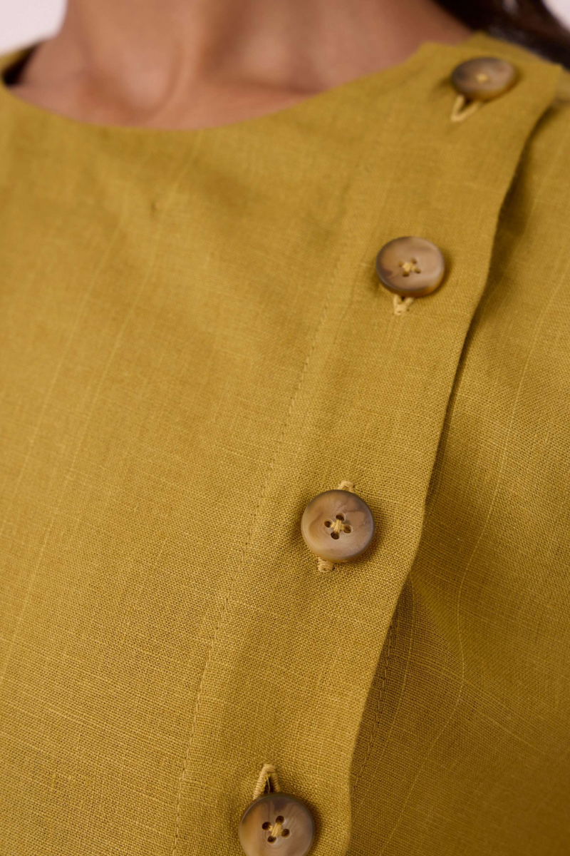 Liza Olive Linen Dress linen by The Summer House in mauve color for women Worldwide