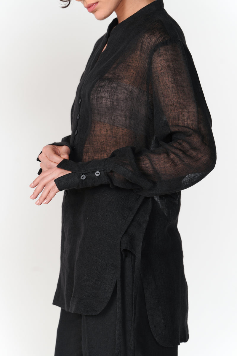 Linen Gauze Tie Top top/shirt by Turn Black in black for women Worldwide